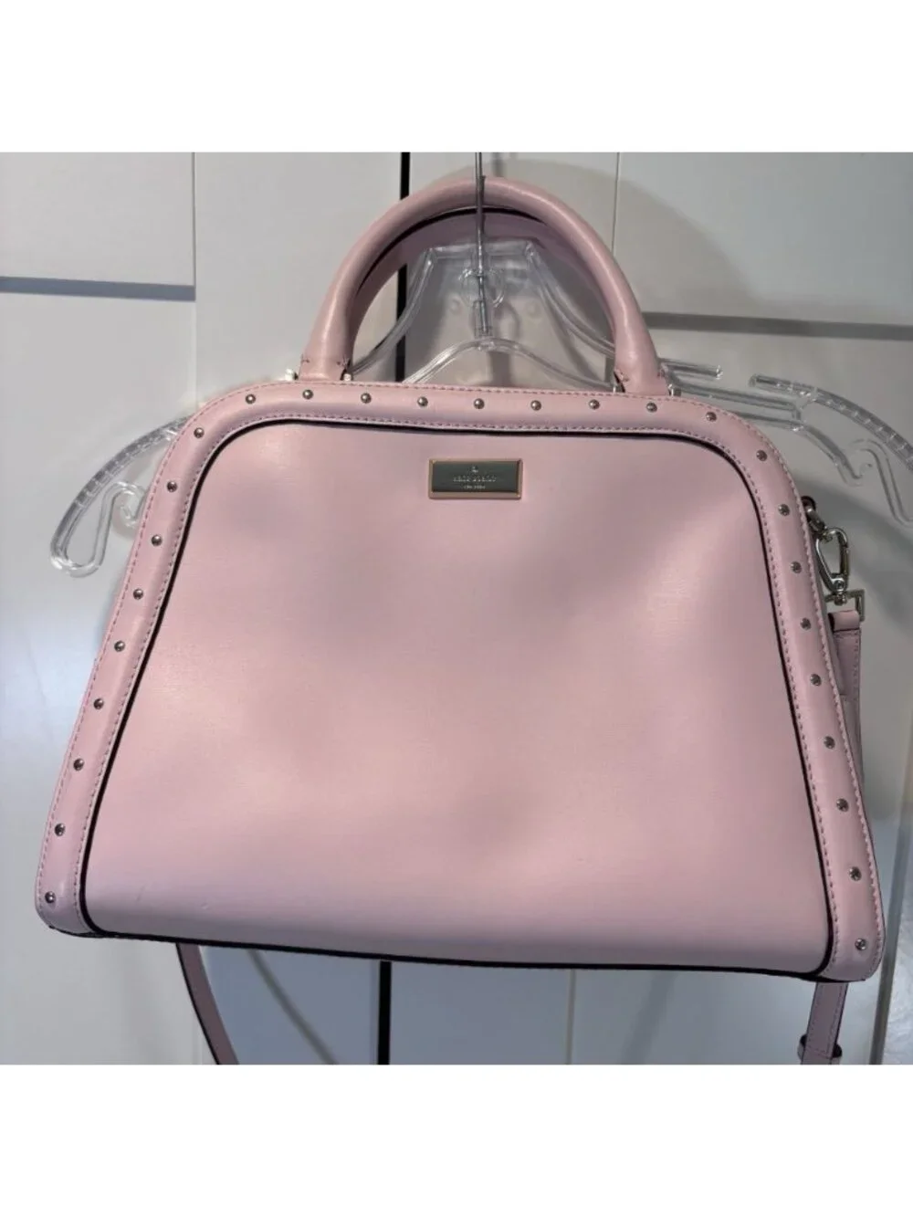 Kate Spade Helena Street Rocki Satchel Cow Leather Light Pink Studded Purse